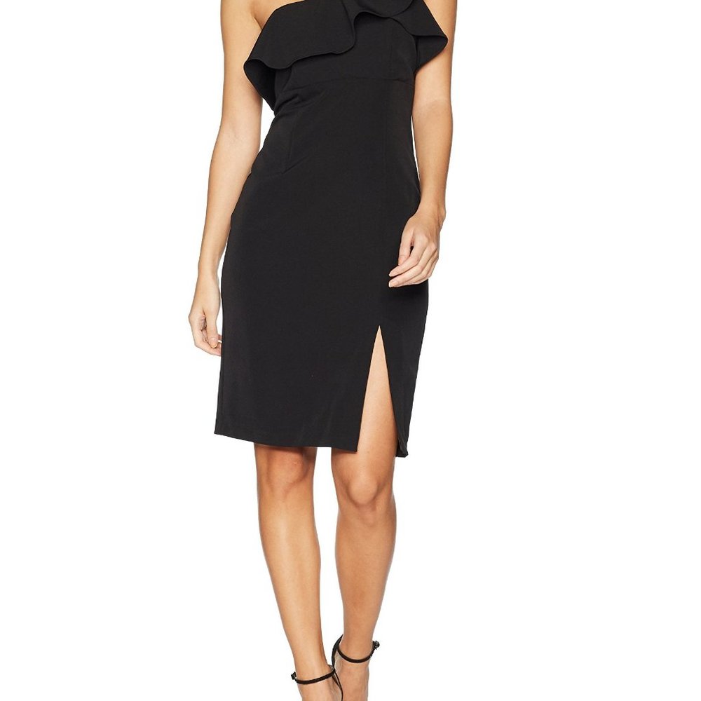 Bardot Black One - Shoulder Ruffle cocktail dress